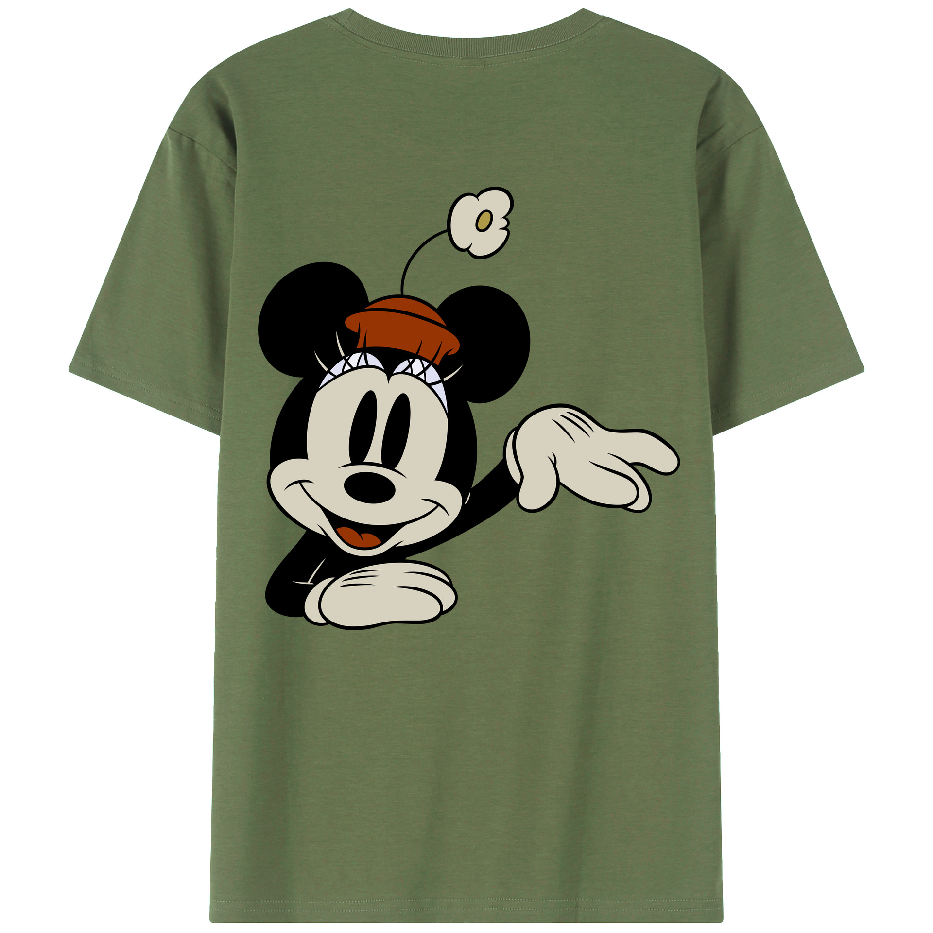 ミッキーマウス Mickey Mouse 綿100％ メンズ半袖Tシャツ（バックプリント） 通気性